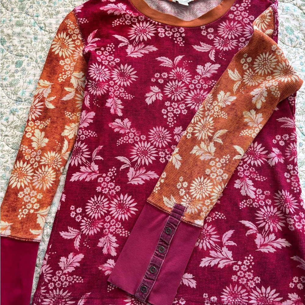Sundance Floral Knit Top - Burgundy and Orange